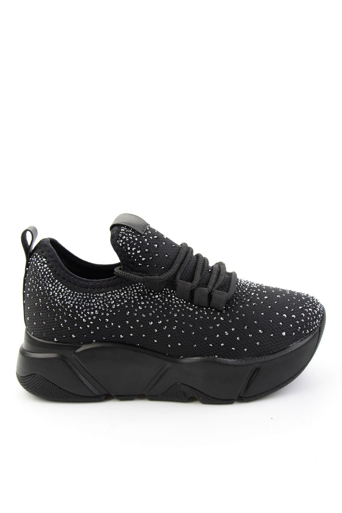 Siyah Platin Triko  Kadın Sneaker K01824040382