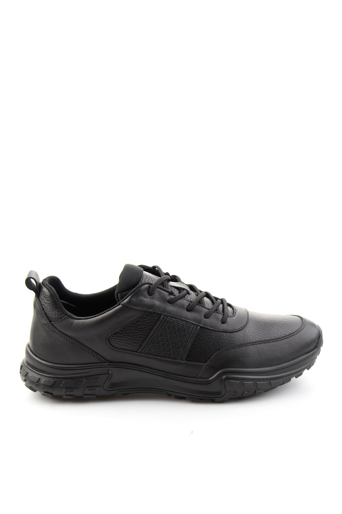 Siyah Siyah Floter Hakiki Deri Erkek Sneaker E01018271043