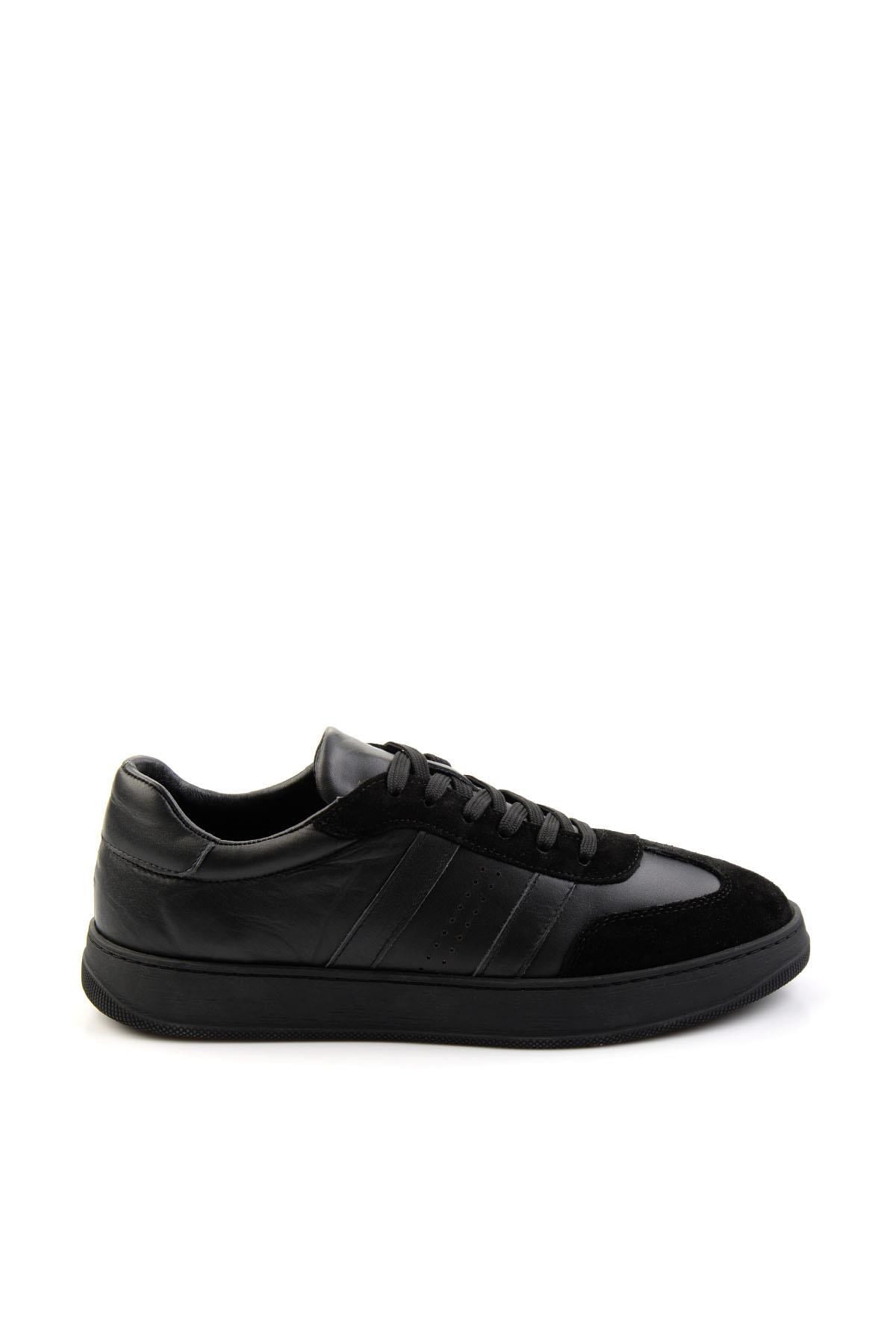 Siyah Siyah Hakiki Deri Erkek Sneaker E01759101802