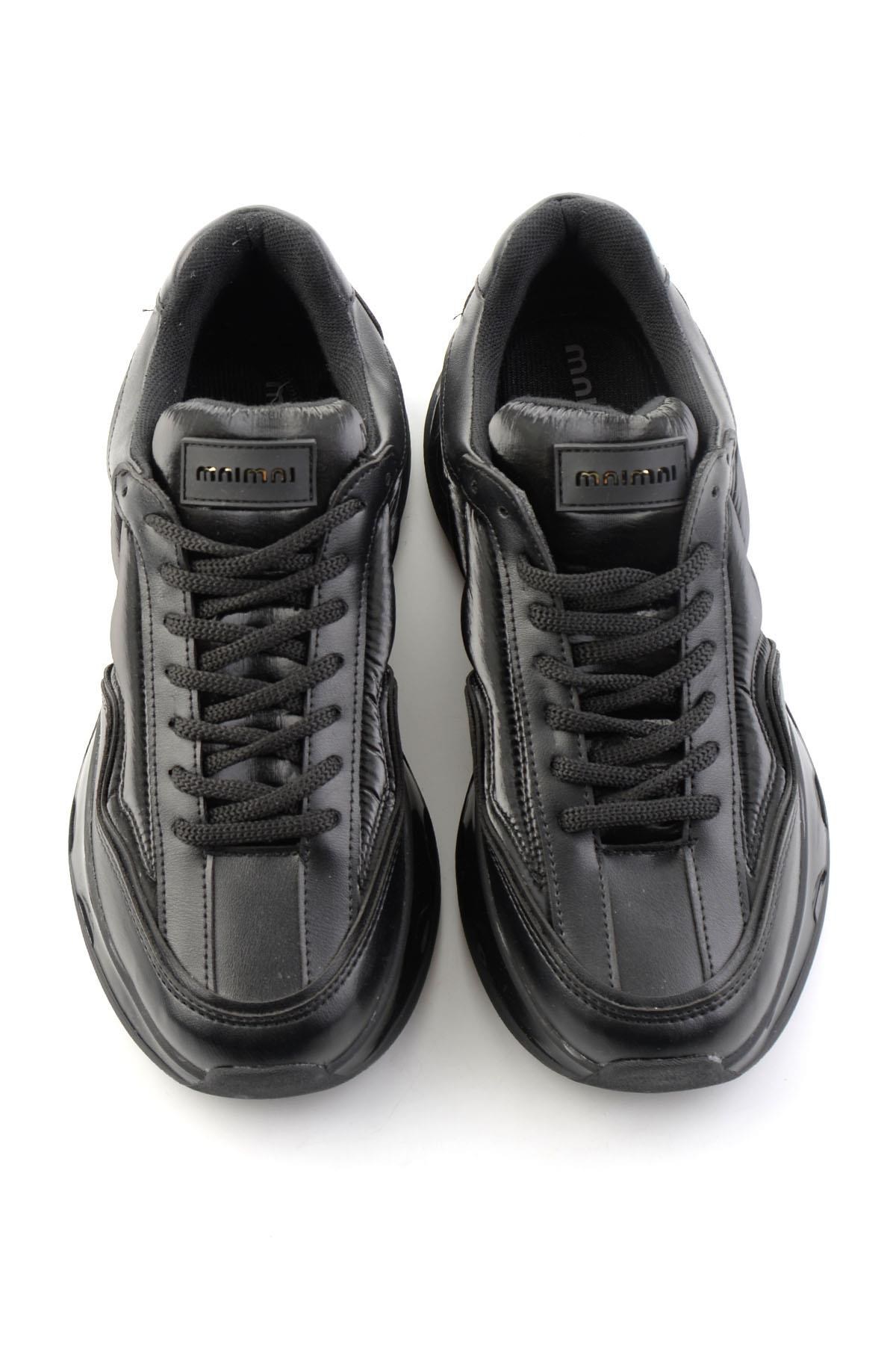 Siyah Siyah Streç  Kadın Sneaker K01228092409