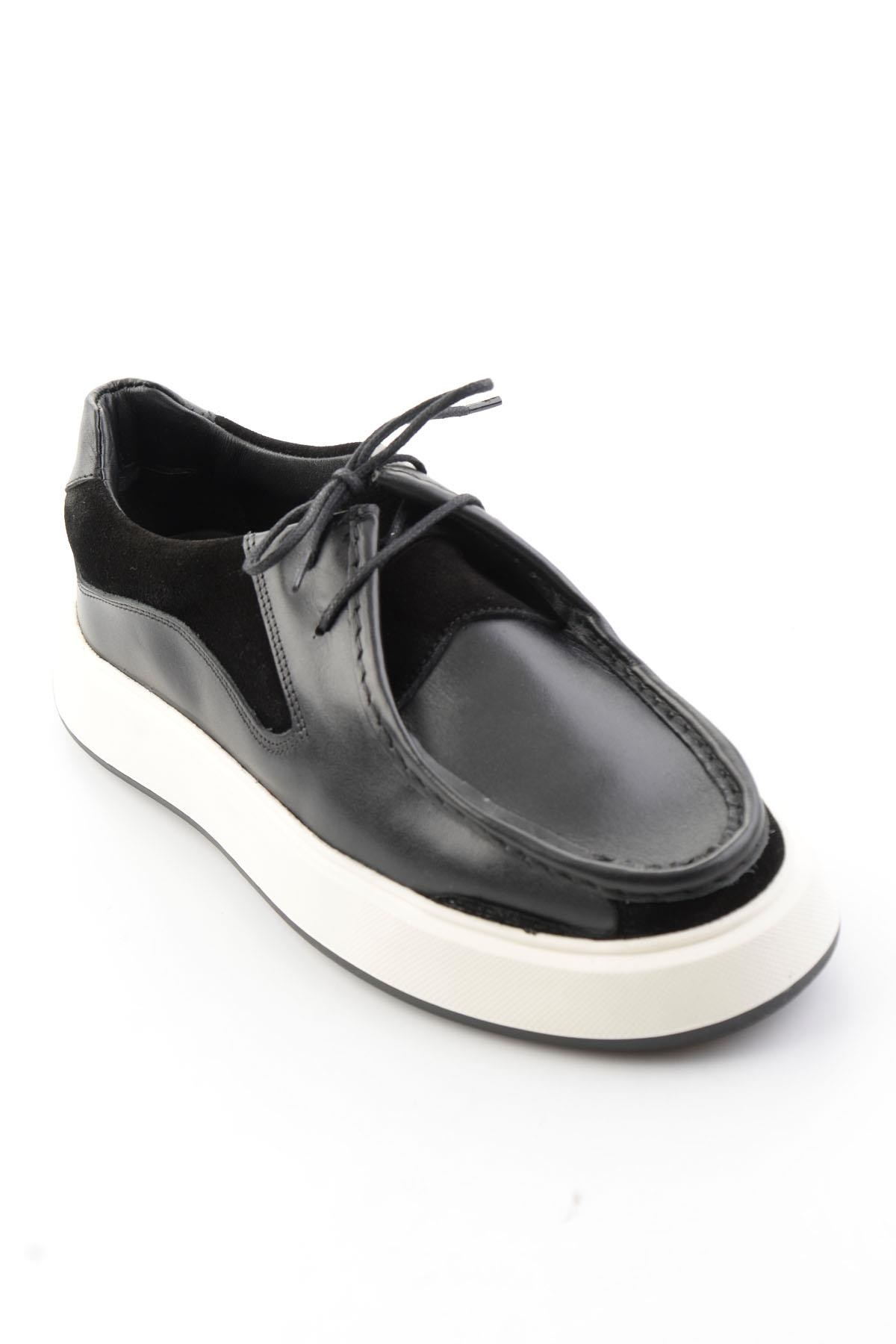 Siyah Siyah Süet Hakiki Deri Erkek Sneaker E01401023043