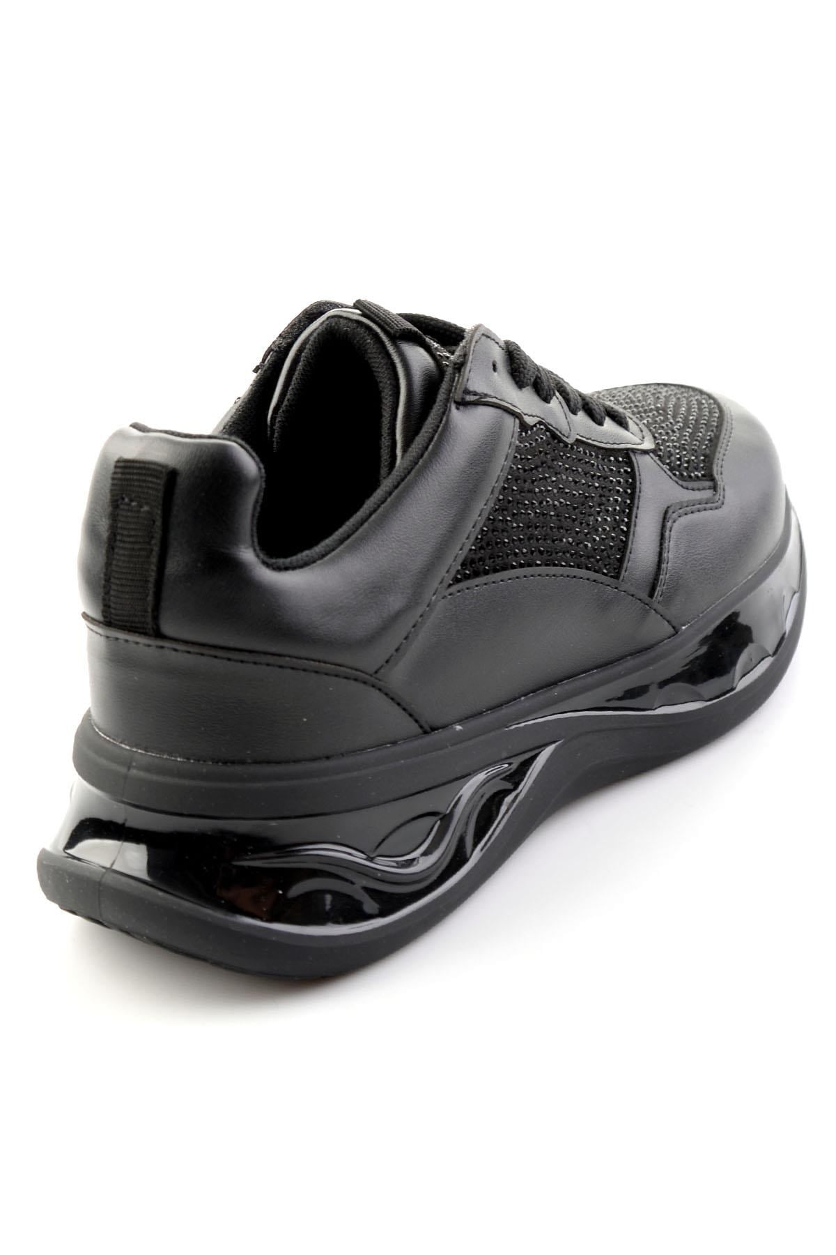 Siyah Taşlı  Kadın Sneaker K01228091587