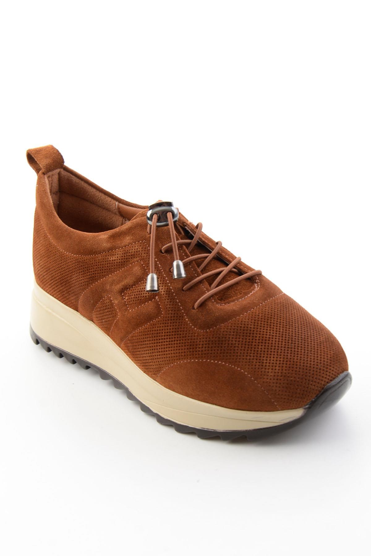 Taba Süet Hakiki Deri Kadın Sneaker K01756709302