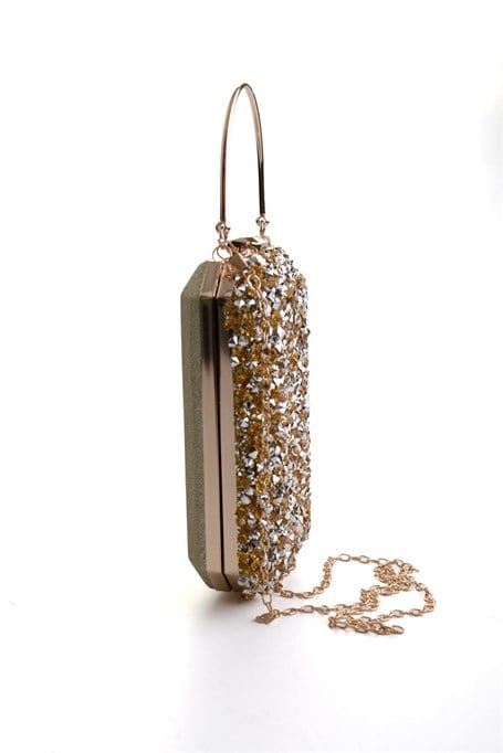 Altın Taşlı  Kadın Abiye Çanta C06564009087