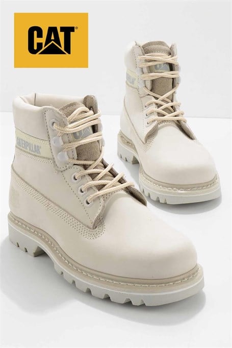 Beige Hakiki Deri Kadın Bot & Bootie CAT0111000101