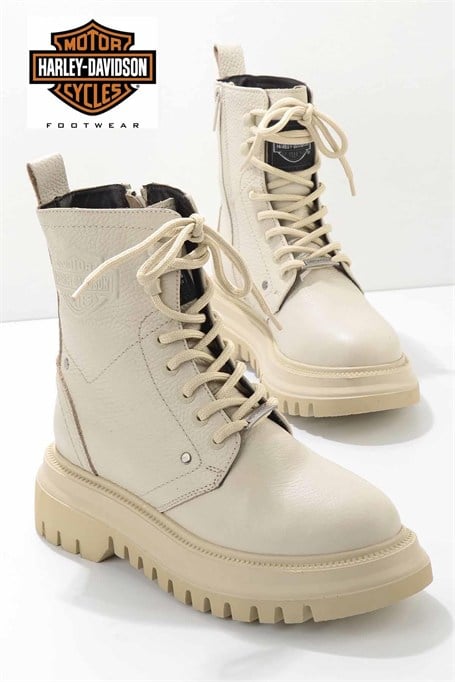 Beige Hakiki Deri Kadın Bot & Bootie HD0777002903