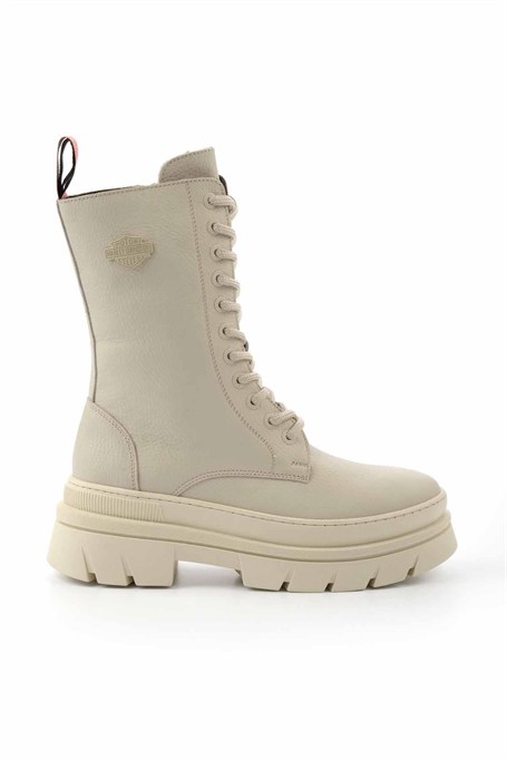 Beige Hakiki Deri Kadın Bot & Bootie HD0777066103