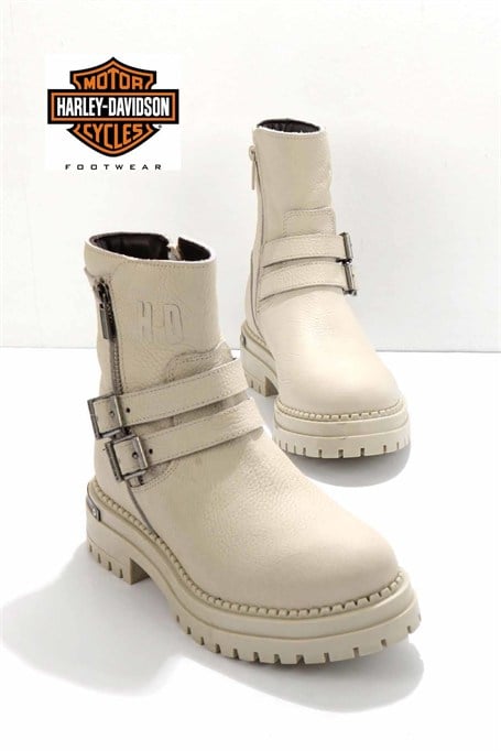 Beige Hakiki Deri Kadın Bot & Bootie HD0777055603