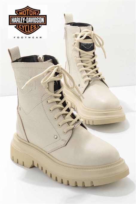 Beige Hakiki Deri Kadın Bot & Bootie HD0777002903