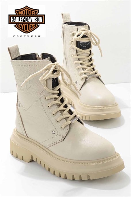 Beige Hakiki Deri Kadın Bot & Bootie HD0777002903