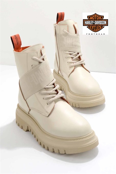 Beige Hakiki Deri Kadın Bot & Bootie HD0777055403