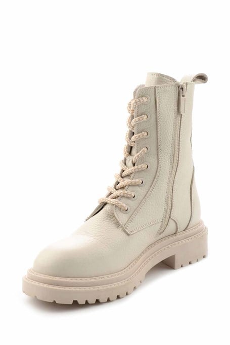 Beige Hakiki Deri Kadın Bot & Bootie HD0777002303