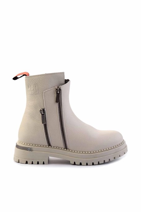 Beige Hakiki Deri Kadın Bot & Bootie HD0777003903