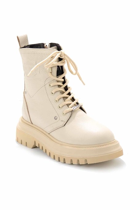 Beige Hakiki Deri Kadın Bot & Bootie HD0777002903