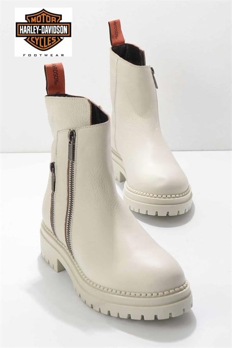 Beige Hakiki Deri Kadın Bot & Bootie HD0777003903