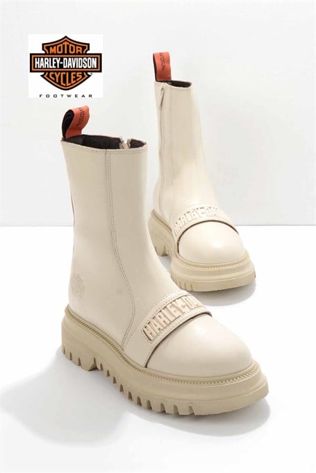 Beige Hakiki Deri Kadın Bot & Bootie HD0777054903