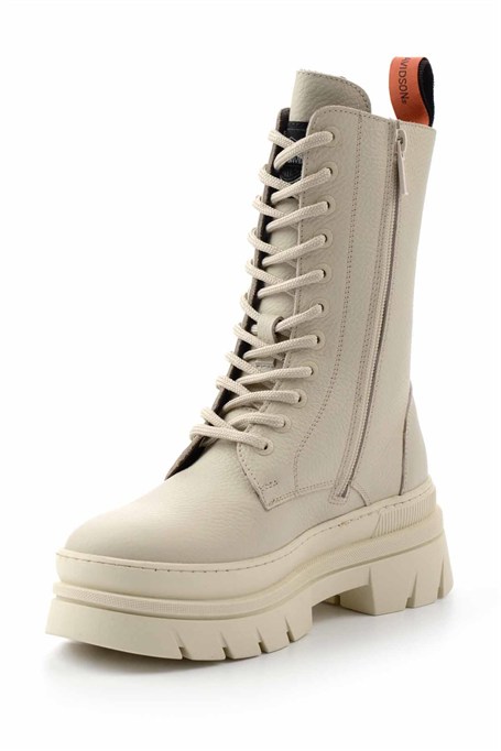 Beige Hakiki Deri Kadın Bot & Bootie HD0777066103