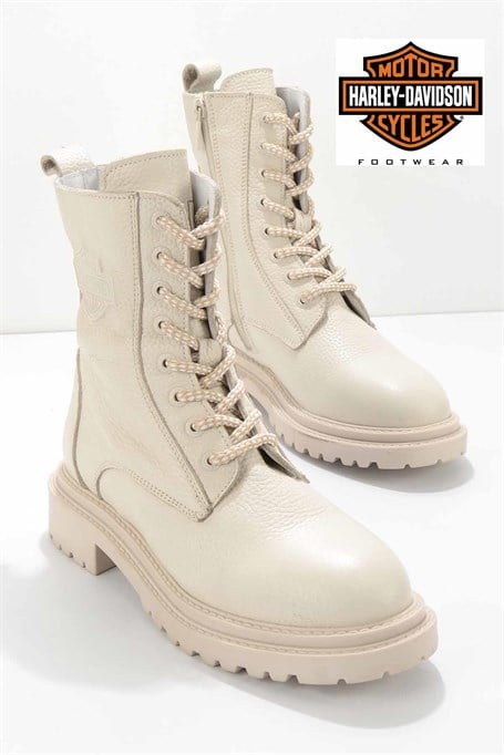 Beige Hakiki Deri Kadın Bot & Bootie HD0777002303