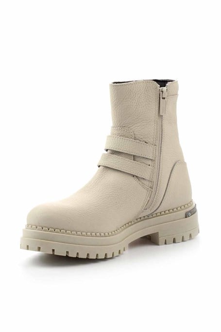Beige Hakiki Deri Kadın Bot & Bootie HD0777055603