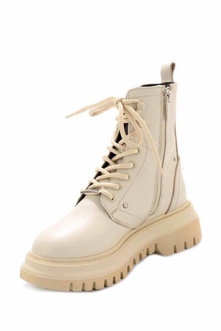 Beige Hakiki Deri Kadın Bot & Bootie HD0777002903