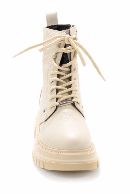 Beige Hakiki Deri Kadın Bot & Bootie HD0777002903