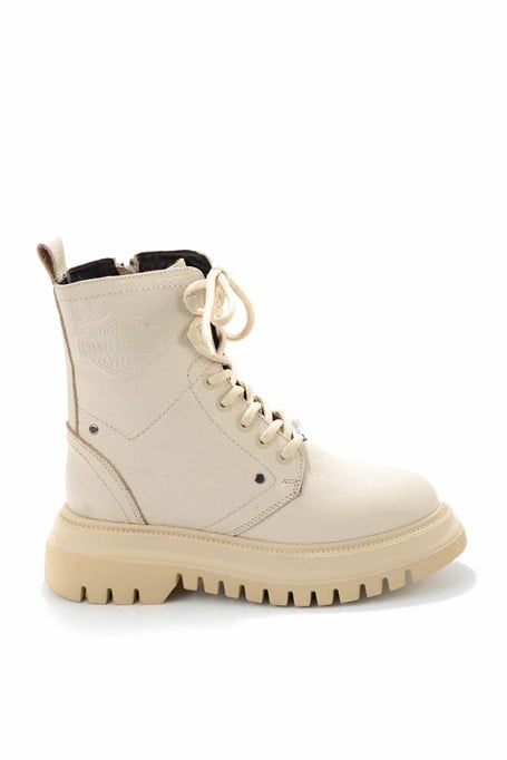 Beige Hakiki Deri Kadın Bot & Bootie HD0777002903