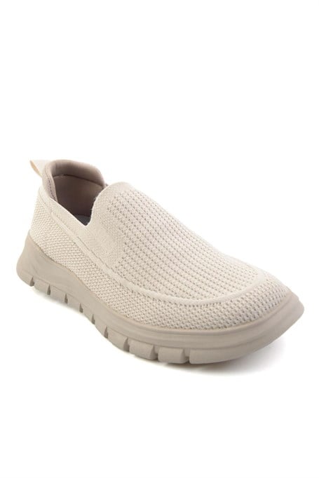 Bej Beyaz Triko  Erkek Sneaker E01175524382