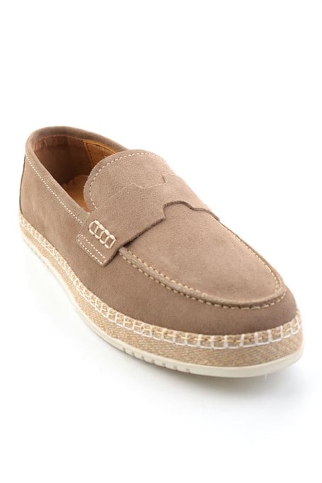 Bej Hakiki Deri Erkek Espadril E01698111102