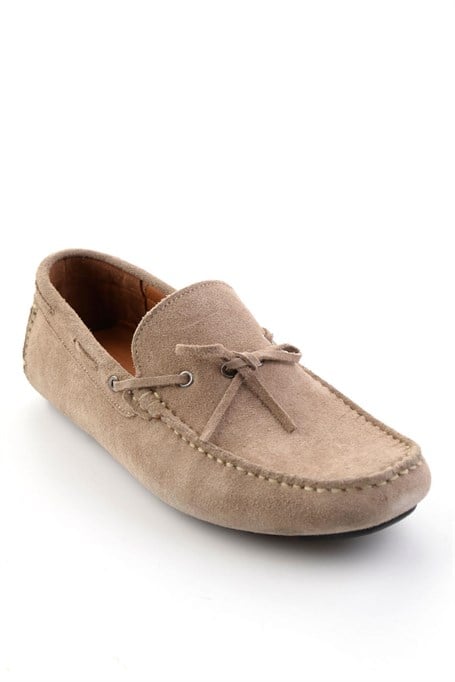 Bej Hakiki Deri Erkek Loafer Ayakkabı E01547009902