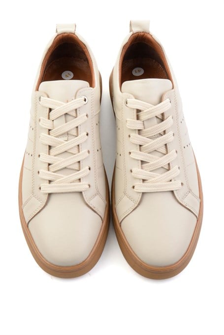 Bej Hakiki Deri Erkek Sneaker E01082009503