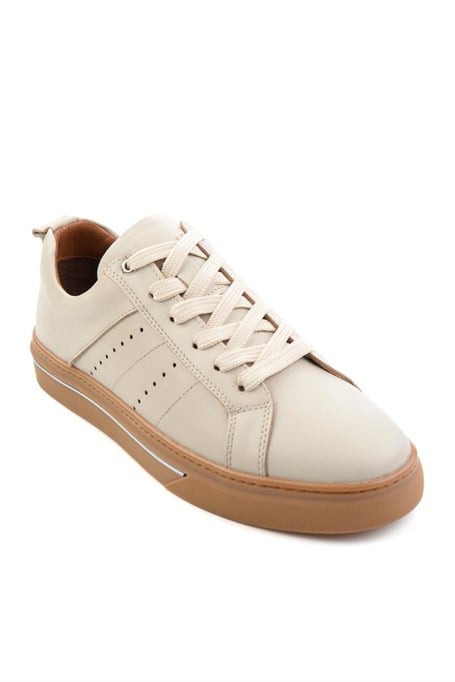 Bej Hakiki Deri Erkek Sneaker E01082009503