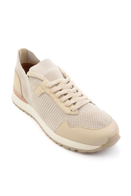 Bej Hakiki Deri Erkek Sneaker E01730580382