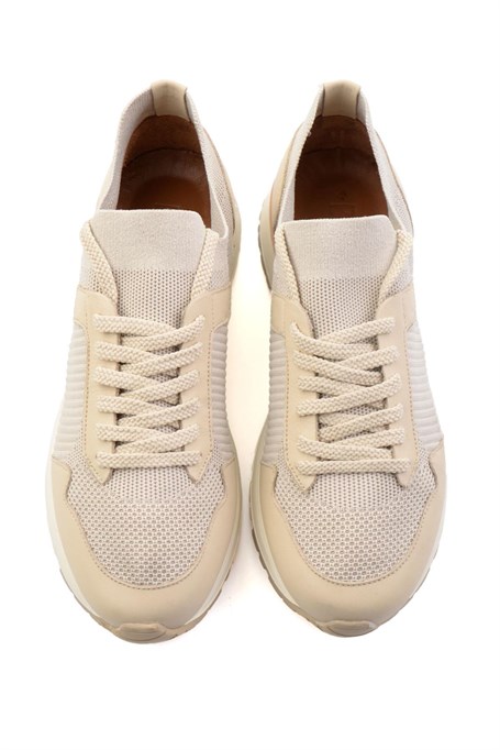 Bej Hakiki Deri Erkek Sneaker E01730580382