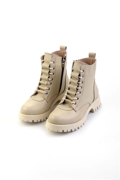 Bej Hakiki Deri Kadın Bot & Bootie K02028800803