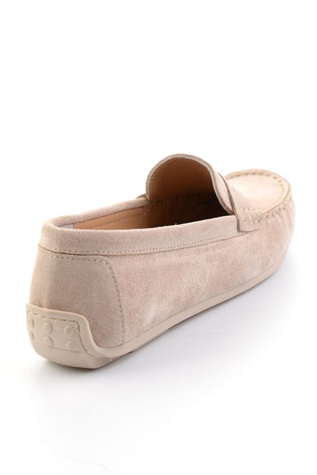 Bej Hakiki Deri Kadın Loafer Ayakkabı K01045035702