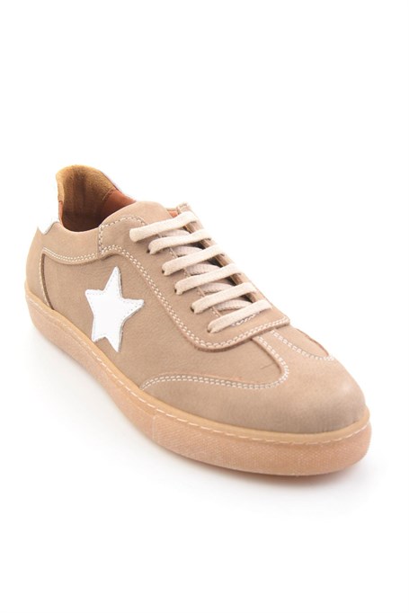 Bej Hakiki Deri Kadın Sneaker K01045050301