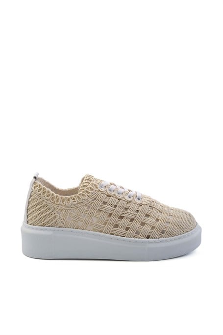 Bej Hakiki Deri Kadın Sneaker K01303018616