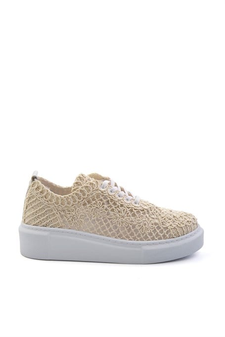 Bej Hakiki Deri Kadın Sneaker K01303018716