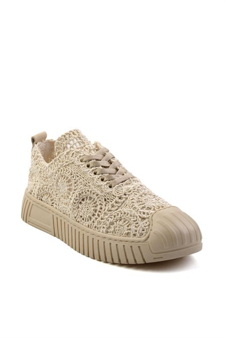 Bej Hakiki Deri Kadın Sneaker K01331175016