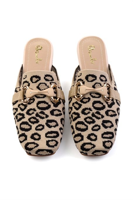 Bej Leopar  Kadın Terlik K04327012482