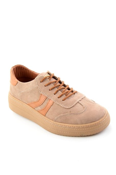 Bej Nubuk Hakiki Deri Kadın Sneaker K01753222201