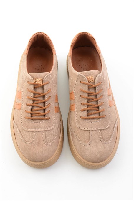 Bej Nubuk Hakiki Deri Kadın Sneaker K01753222201