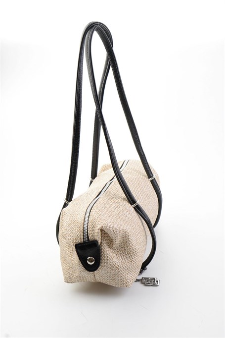 Bej Siyah Hasır  Kadın El Çantası C06571011028