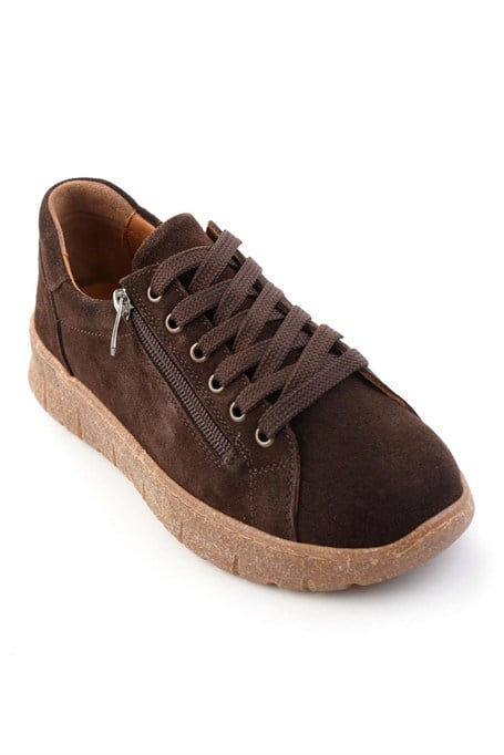 Bej Süet Hakiki Deri Kadın Sneaker K01331200302