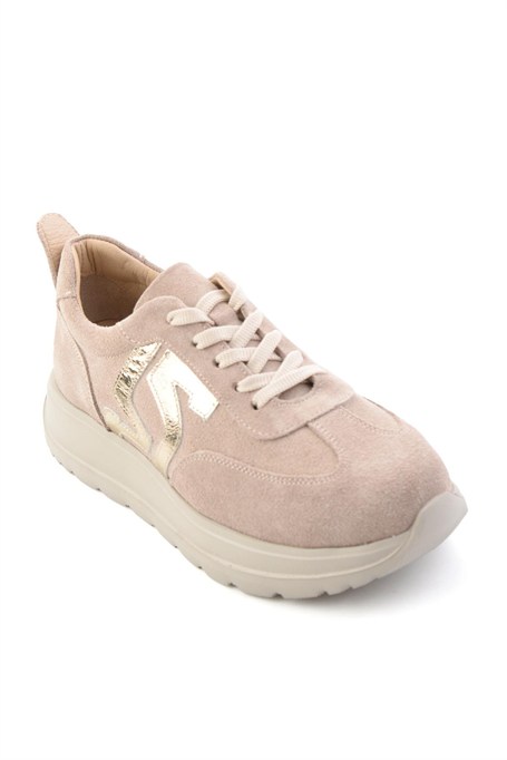 Bej Süet Hakiki Deri Kadın Sneaker K01753050902