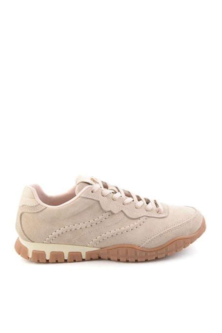 Bej Süet Hakiki Deri Kadın Sneaker K01753516102