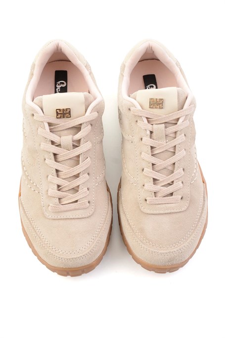 Bej Süet Hakiki Deri Kadın Sneaker K01753516102