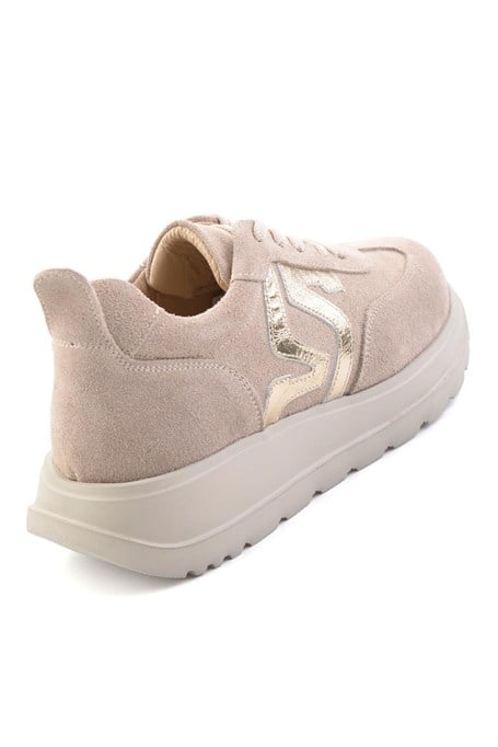 Bej Süet Hakiki Deri Kadın Sneaker K01753050902