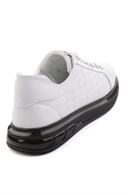 Beyaz Baskılı Hakiki Deri Erkek Sneaker E01080221143