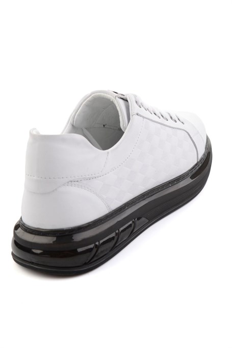 Beyaz Baskılı Hakiki Deri Erkek Sneaker E01080221143